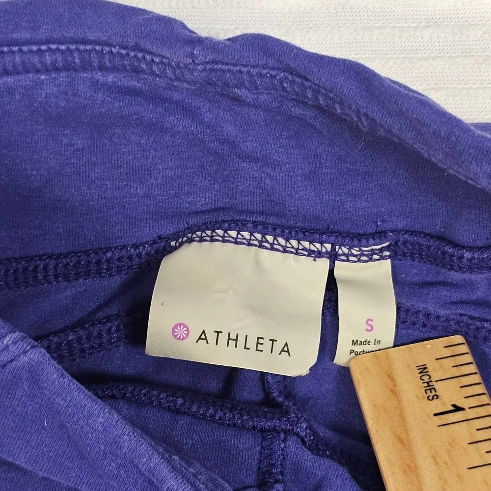 athleta Purple‎ Ruched Cropped Yoga Leggings Pants Athletic Wear Womens Size S